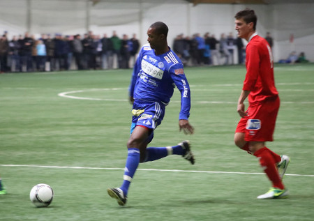 Photo: Trinidad and Tobago midfielder Ataullah Guerra (left) in action for Finland Premier League team RoPS in 2013. (Courtesy RoPS)