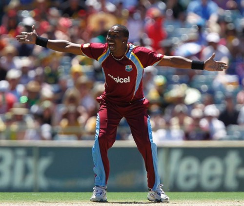 Photo: West Indies cricketer Dwayne Bravo appeals for a decision.