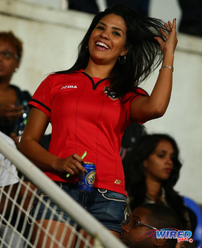 Photo: A Soca Warrior fan enjoys the action between Trinidad and Tobago and Panama at the Ato Boldon Stadium, Couva on 27 March 2015. (Courtesy Allan V Crane/Wired868)