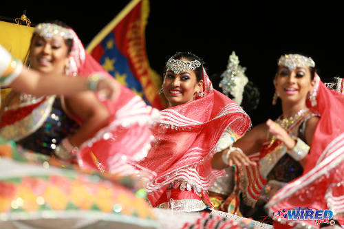 Photo: Dancers for Massy Trinidad All Stars perform to "Curry Tabanca" during the 2015 International Conference and Panorama at the Grand Stands, Queen's Park Savannah. Available on pay-per view? (Courtesy Allan V Crane/Wired868)