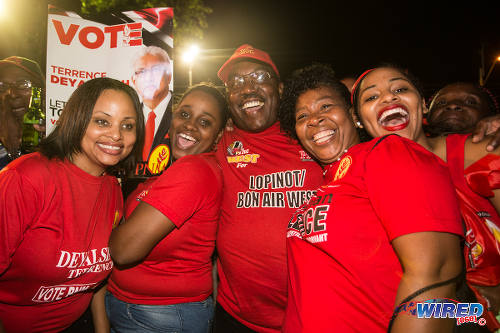 Photo: PNM supporters celebrate the September 7 election results at Balisier House. (Courtesy Allan V Crane/Wired868)