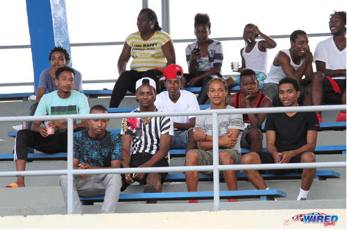 Photo: Former Shiva Boys HC stars and brothers Nathaniel Garcia (bottom row, second from right) and Levi Garcia (bottom row, third from right) support their ex-teammates at Mucurapo Road. Nathaniel now plays for local Pro League team Central FC while Levi is bound for Netherlands top flight club, AZ. (Courtesy Sinead Peters/Wired868)