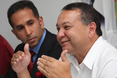 Photo: PNM chairman and Minister of Rural Development and Local Government Franklin Khan (right) and Attorney General Faris Al-Rawi. (Copyright Power 102FM)