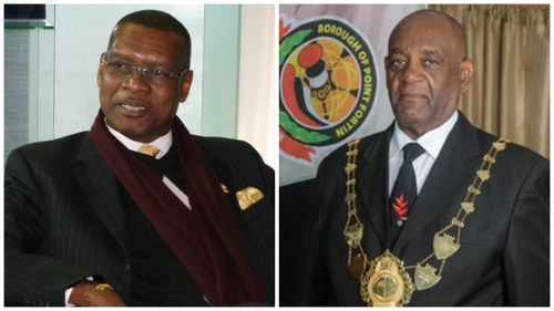 Photo: Former Port of Spain mayor Raymond Tim Kee (left) and current Point Fortin mayor Clyde Paul repeatedly failed to declare their assets to the Integrity Commission. (Courtesy LoopTT)