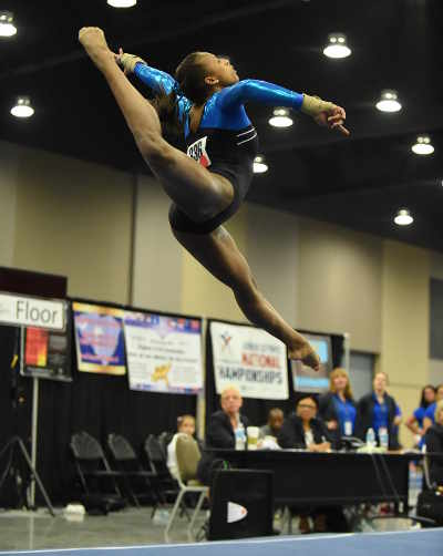 Photo: Khazia Hislop finished first in level 10 of the US gymnastics nationals in 2013 and fifth in 2014. Hislop was set to represent Trinidad and Tobago at the 2014 Commonwealth Games before multiple elbow operations ended her international aspirations. (Courtesy Shaka Hislop)