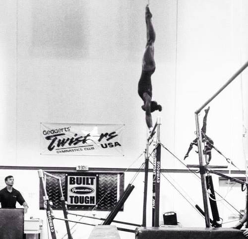 Photo: Trinidad and Tobago gymnast Thema Williams performs a handstand at John Geddert's Twistars Gymnastics Club in Michigan. (Courtesy Thema Williams)