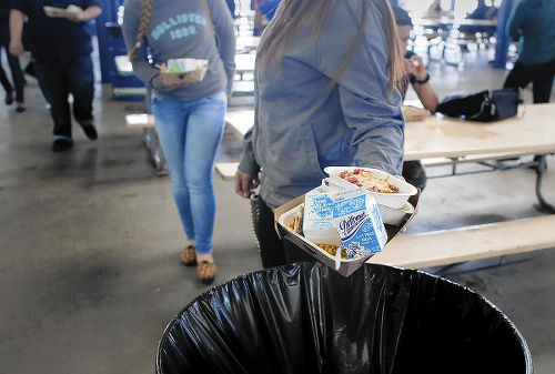 Photo: School children waste food in Los Angeles. (Copyright LA Times)