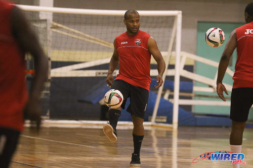 Photo: Trinidad and Tobago National Futsal Team player Conrad Smith juggles the ball during practice at the Maloney Indoor Facility. (Courtesy: Chevaughn Christopher/CA-images/Wired868)