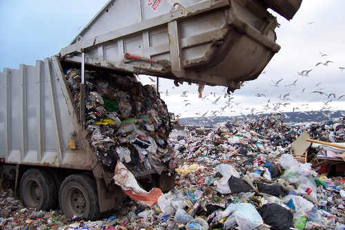 Photo: Garbage being dumped at a landfill. (Courtesy St Louis County)