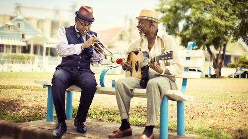 Photo: Renowned Trinidad and Tobago trumpeter Etienne Charles (left). (Copyright Laura Ferreira)