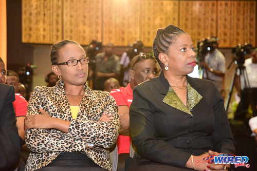 Photo: Trinidad and Tobago Football Association (TTFA) vice-president Joanne Salazar (right) at a press conference in May 2016. (Courtesy Wired868)