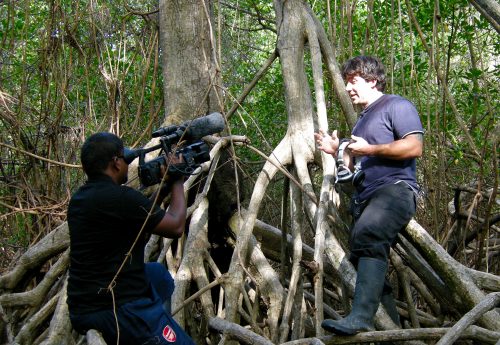 Photo: Bush Diary co-host Robert Clarke talks on set. (Courtesy Bush Diary 2)