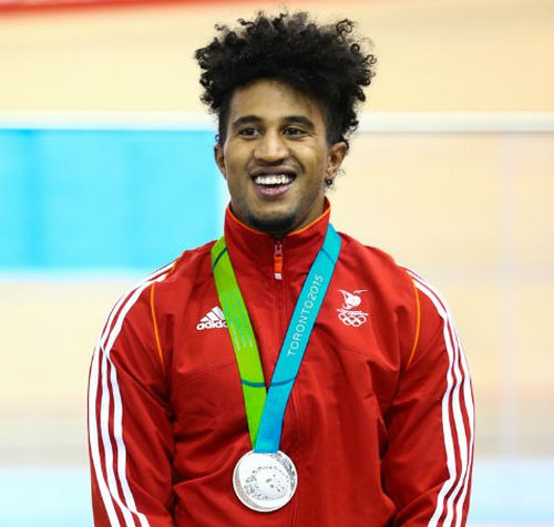 Photo: Trinidad and Tobago cyclist Njisane Phillip shows off his silver medal at the Toronto 2015 Pan America Games. (Courtesy TTOC)