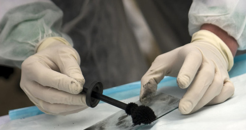 Photo: A forensic scientist at work. (Courtesy edynamiclearning.com)