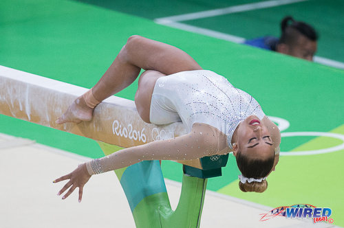 Photo: Trinidad and Tobago's Marisa Dick performs on the balance beam at the Rio 2016 Olympic Games on 7 August 2016. (Courtesy Sean Morrison/Wired868)