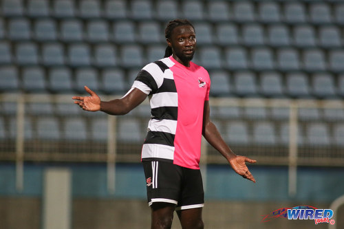 Photo: Central FC forward Kenwyne Jones looks on during Digicel Charity Shield action against Defence Force on 10 September 2016. Central won 3-1 from kicks from the penalty mark after a 2-2 regulation time draw. (Courtesy Chevaughn Christopher/Wired868)