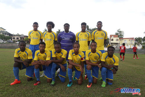 Photo: The Shiva Boys Hindu College team before kickoff against Pleasantville Secondary on 22 October 2016. (Courtesy Chevaughn Christopher/Wired868)