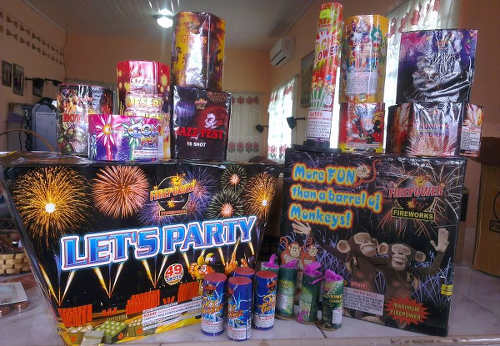 Photo: A display of fireworks for sale.