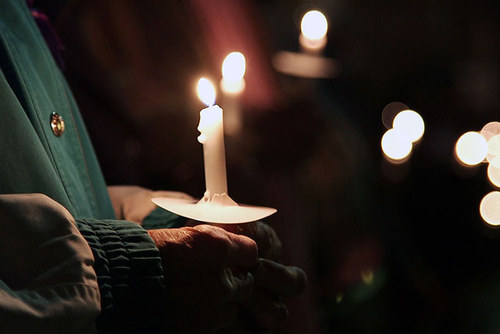 Photo: A candle light vigil for a murder victim.