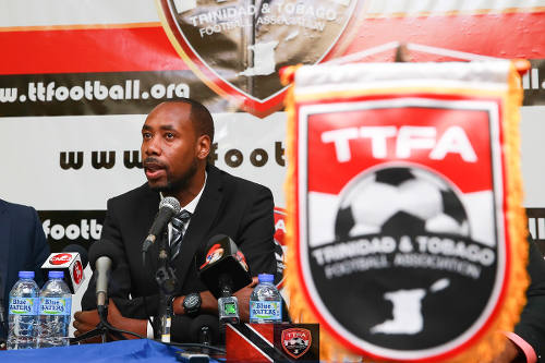 Photo: Trinidad and Tobago head coach Dennis Lawrence talks to the media at the TTFA headquarters on 30 January 2017. (Copyright Allan V Crane/TTFA)