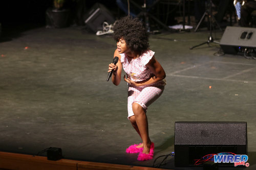 Photo: Sasha Ann Moses performs her calypso, "The Main Witness", at the 33rd Annual National Calypso Queens Competition on 13 February 2017 at Queen's Hall in St Ann's. Moses won the competition. (Courtesy Sean Morrison/Wired868)