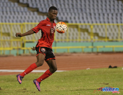 Photo: Trinidad and Tobago National Under-20 Team midfielder Micah Lansiquot controls the ball during a practice game against St Ann's Rangers at the Hasely Crawford Stadium in Port of Spain. (Courtesy Sean Morrison/Wired868)