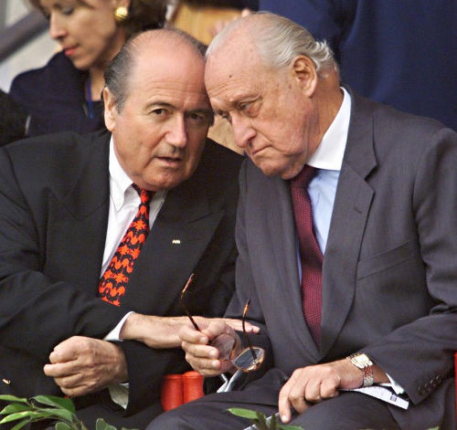 Photo: Disgraced former FIFA presidents Sepp Blatter (left) and Joao Havelange. (Copyright AFP 2017)