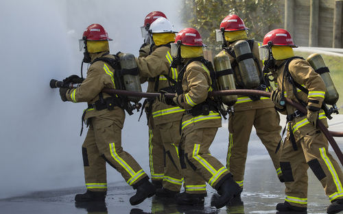 Photo: Firefighters work as a team. (Copyright Radionz.co.nz)