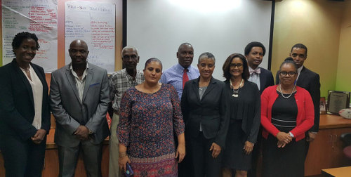 Photo: President Brian Lewis (third from right) poses with the new TTOC executive at the TTOC headquarters on 20 April 2017. (Courtesy TTOC)