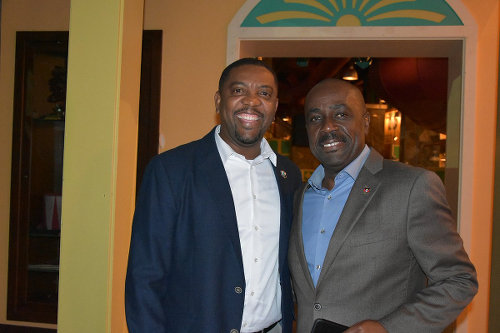 Photo: WICB president Dave Cameron (left) and Antigua and Barbuda Sport Minister and controversial ex-ABFA general secretary Chet Greene.