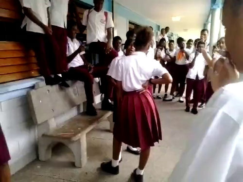 Photo: A tense scene in a Trinidad and Tobago school.